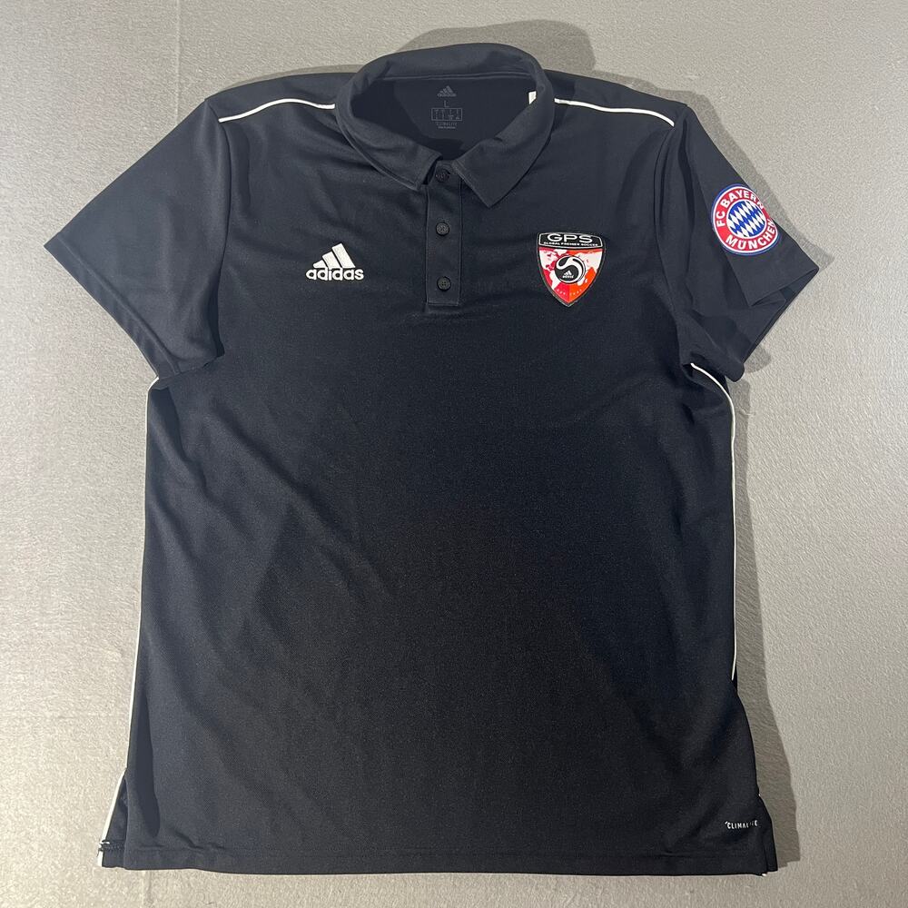 Adidas Climalite Black Soccer Polo Shirt Men Large Bayern Patch